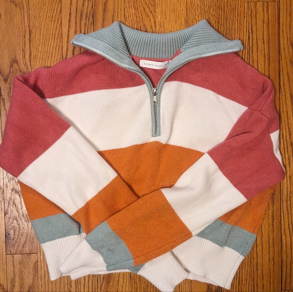 Altar'd State Multicolor Cropped Knit Sweater